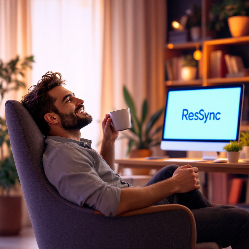Pessoa relaxada após automatizar o trabalho